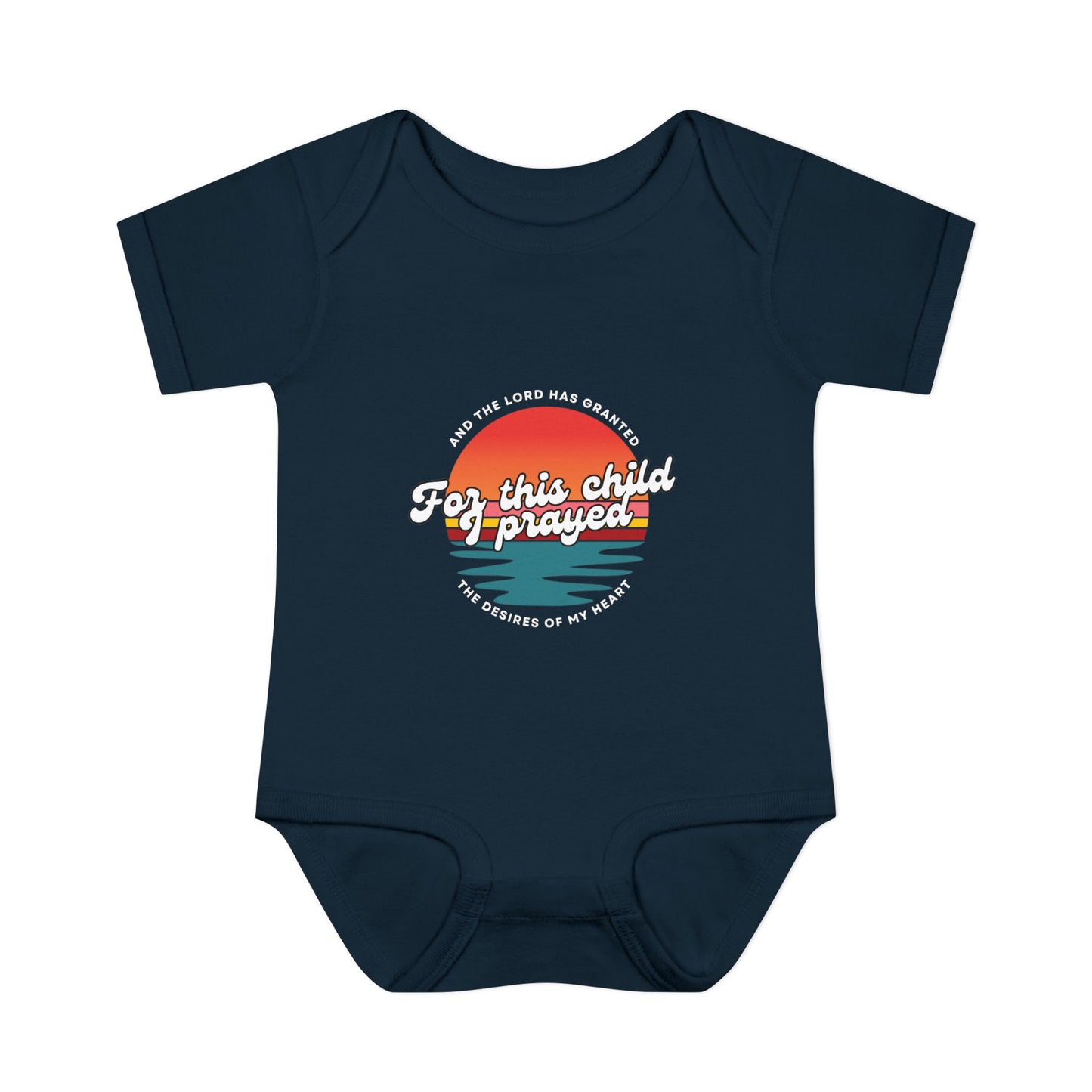 For this Baby I prayed and The Lord Has Granted the Desires of My Heart Retro SunsetBaby Onesie