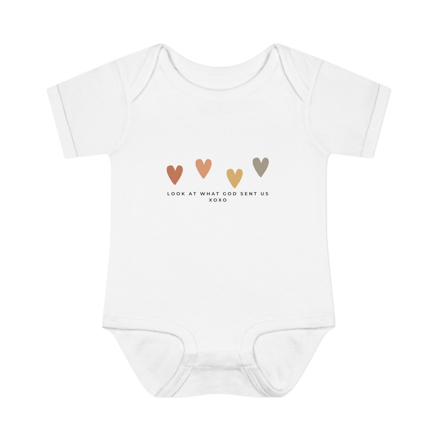 Look at What God Sent Us Cute Boho Hearts Baby Onesie