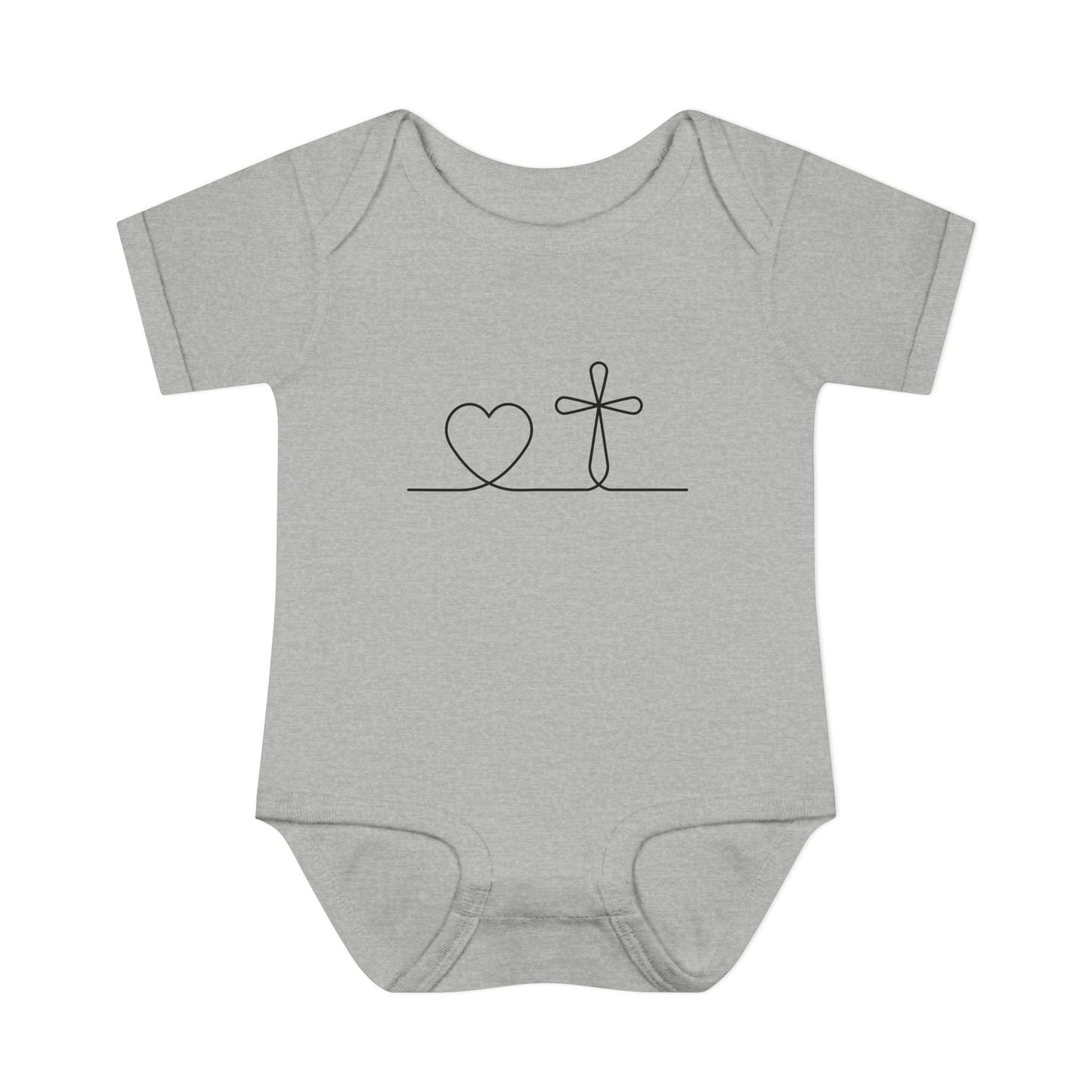 Christian Cross Heart Baby Onesie