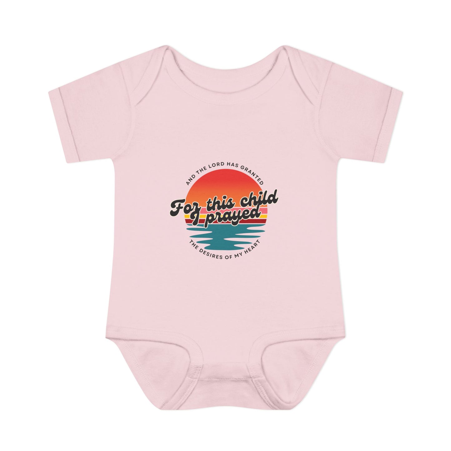 For this Baby I prayed and The Lord Has Granted the Desires of My Heart Retro SunsetBaby Onesie