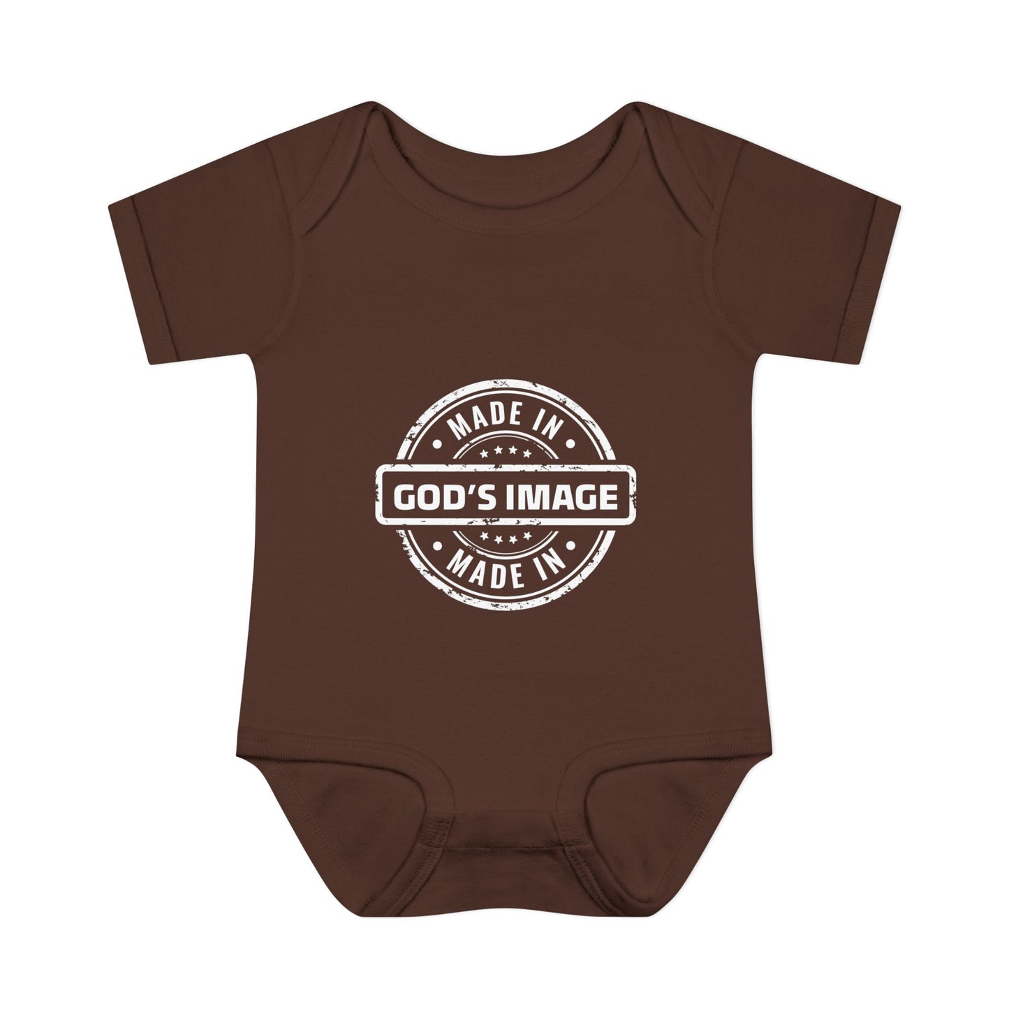 Made in God's Image Stamp Baby Onesie