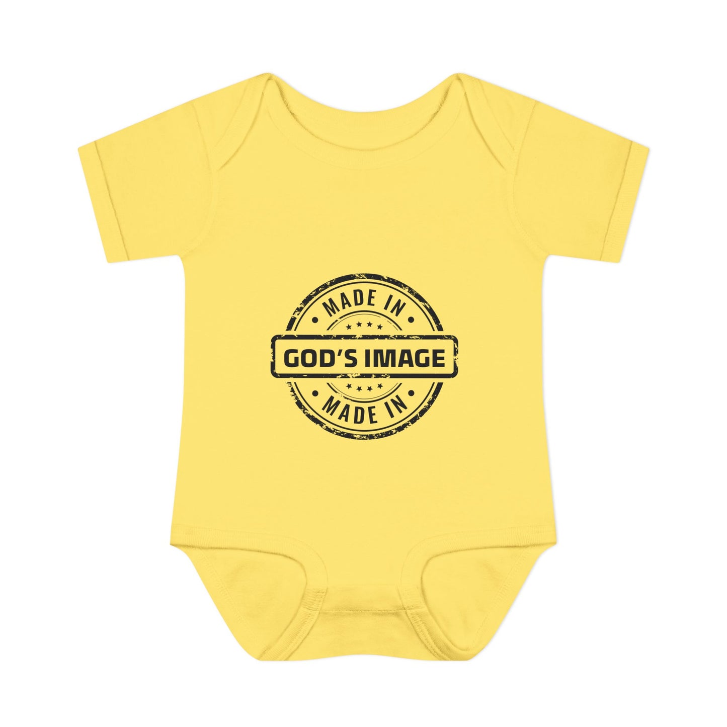 Made in God's Image Stamp Baby Onesie