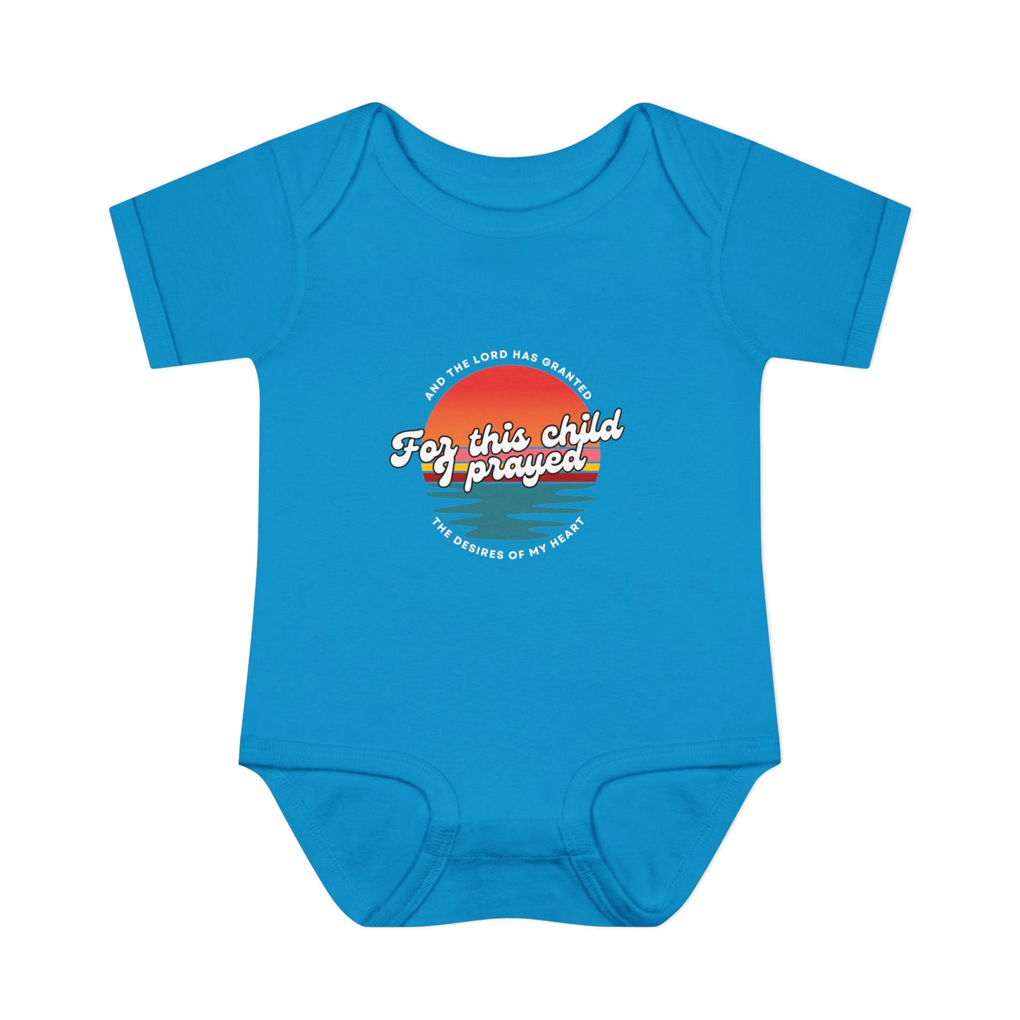 For this Baby I prayed and The Lord Has Granted the Desires of My Heart Retro SunsetBaby Onesie