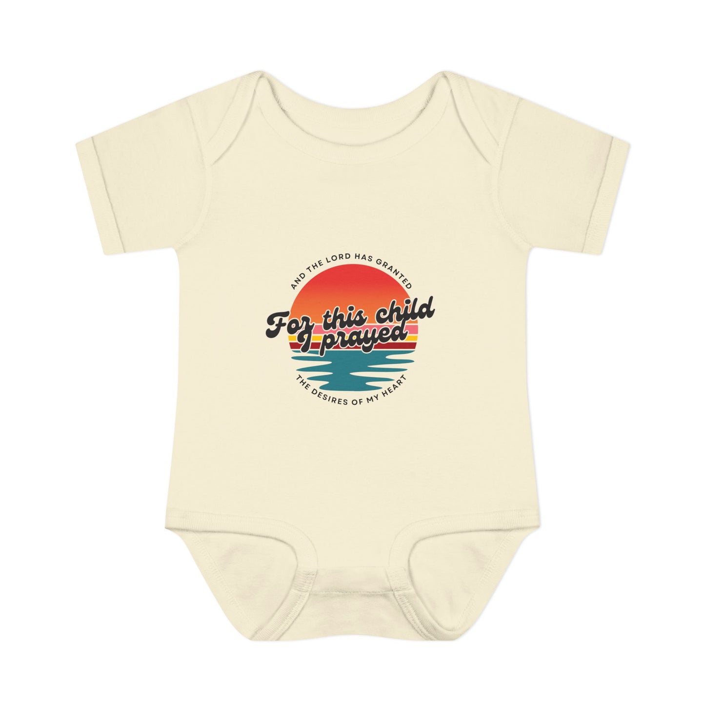 For this Baby I prayed and The Lord Has Granted the Desires of My Heart Retro SunsetBaby Onesie