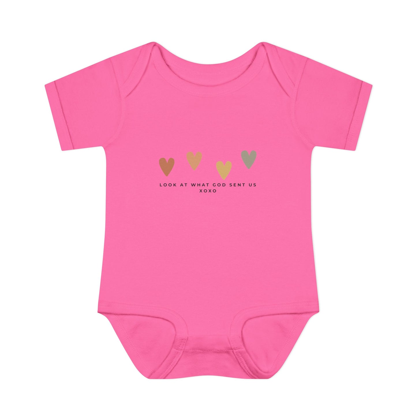 Look at What God Sent Us Cute Boho Hearts Baby Onesie