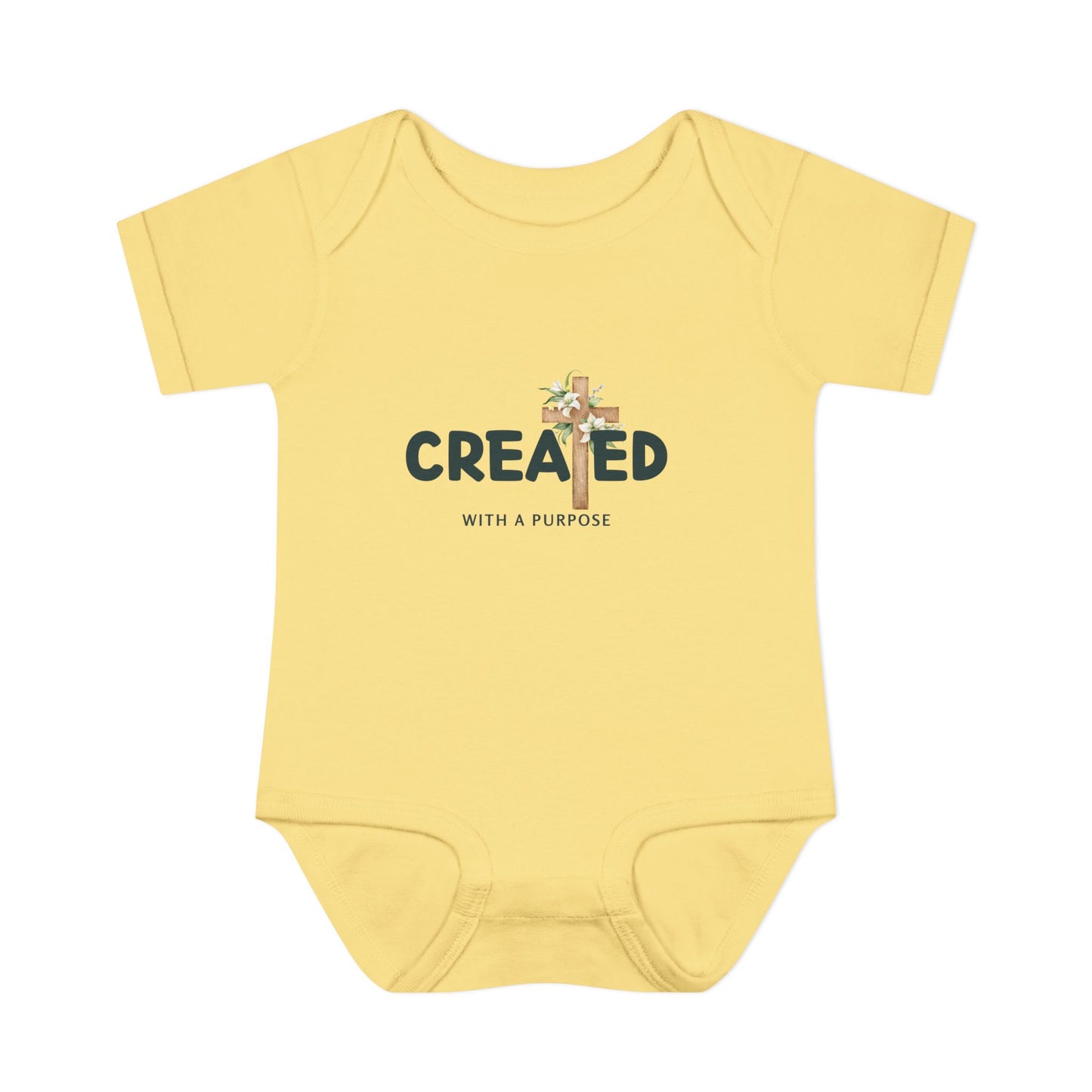 Created with a Purpose Floral Cross Baby Onesie
