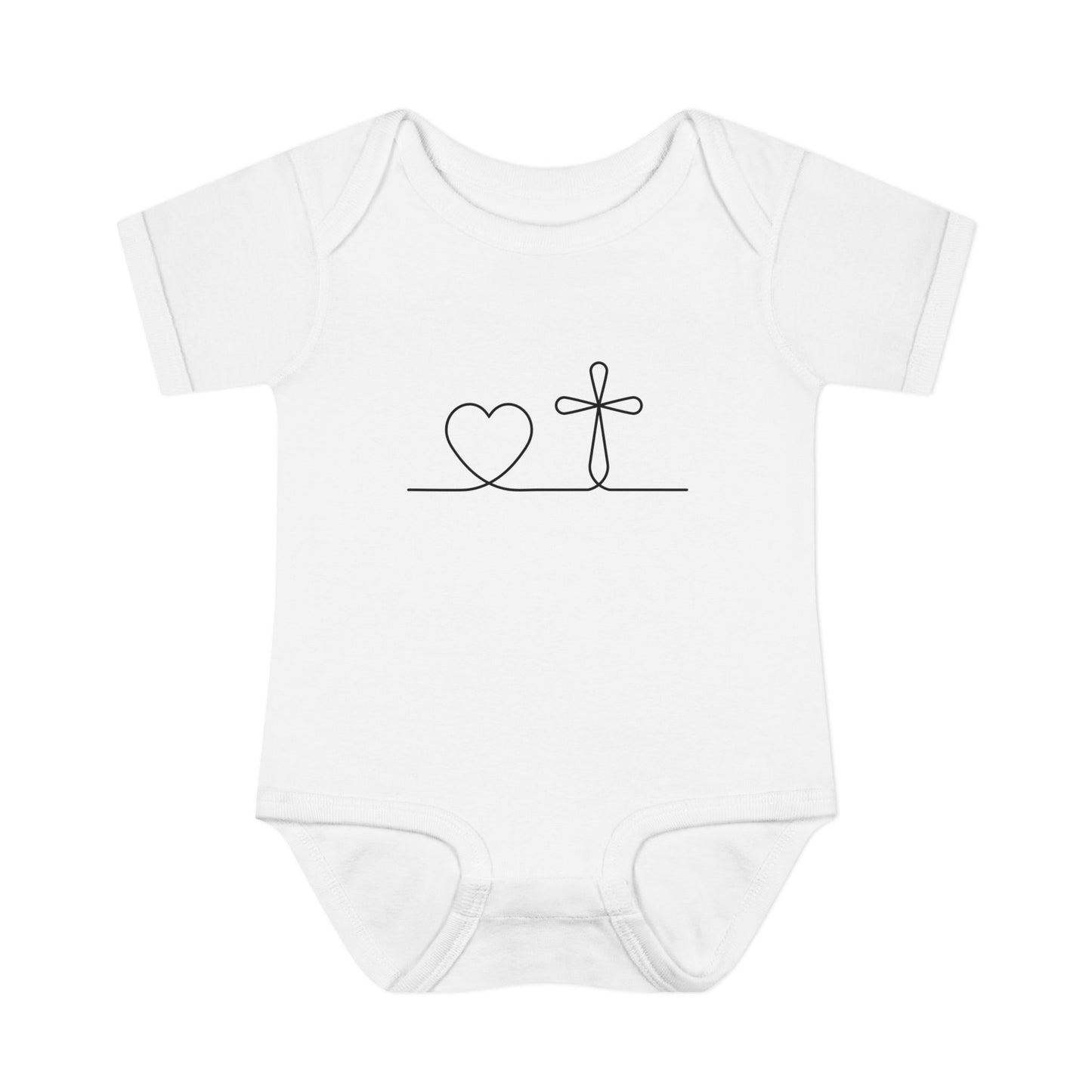 Christian Cross Heart Baby Onesie