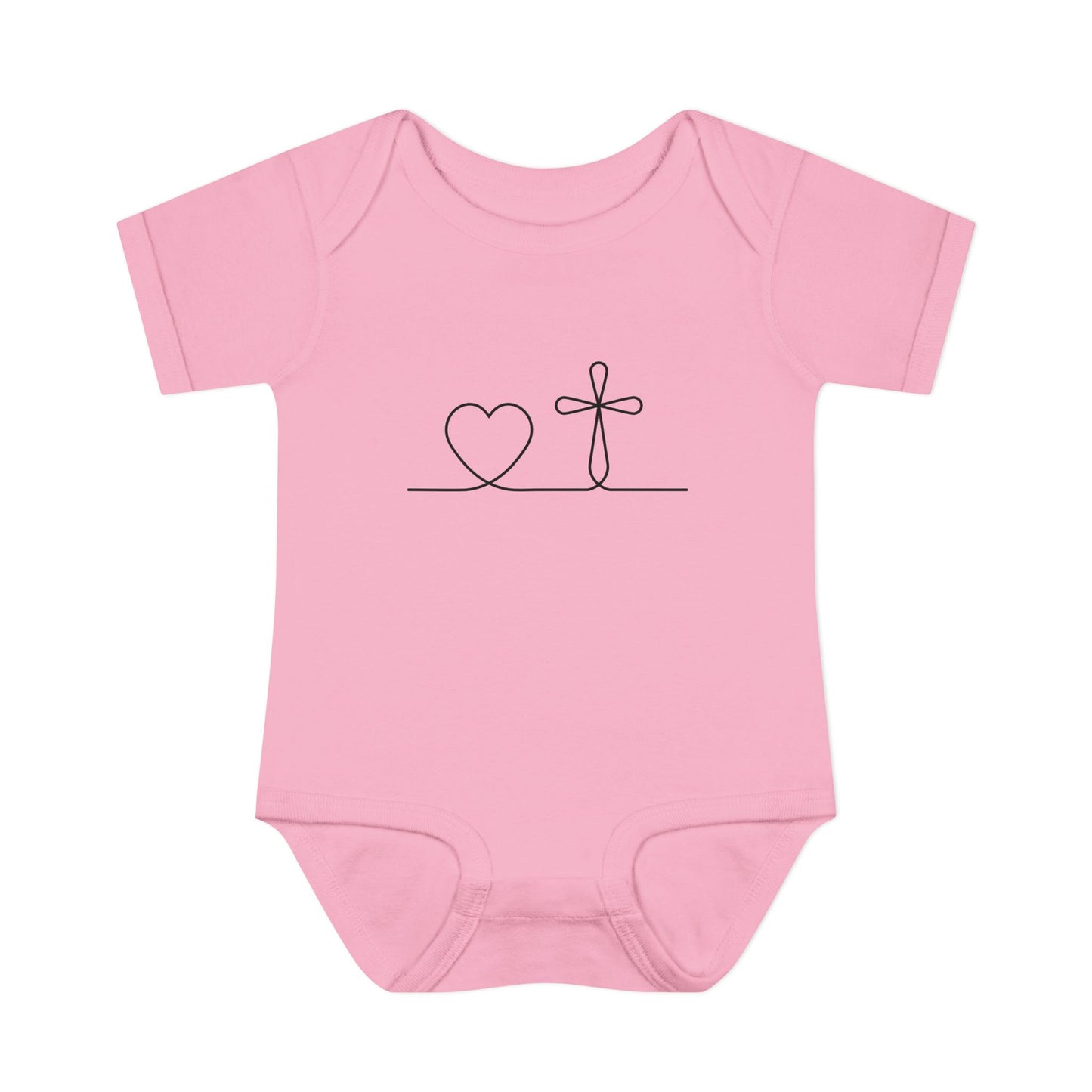 Christian Cross Heart Baby Onesie