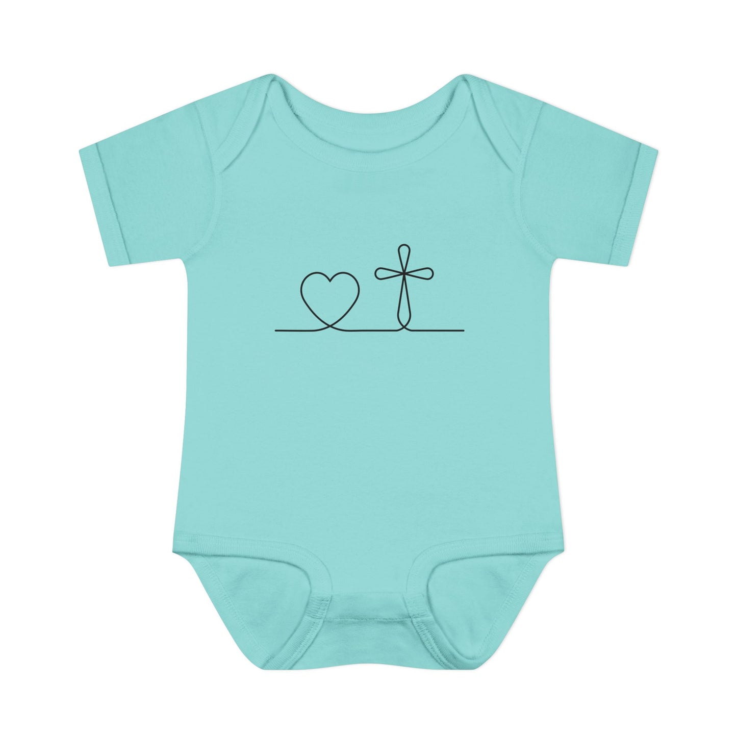Christian Cross Heart Baby Onesie