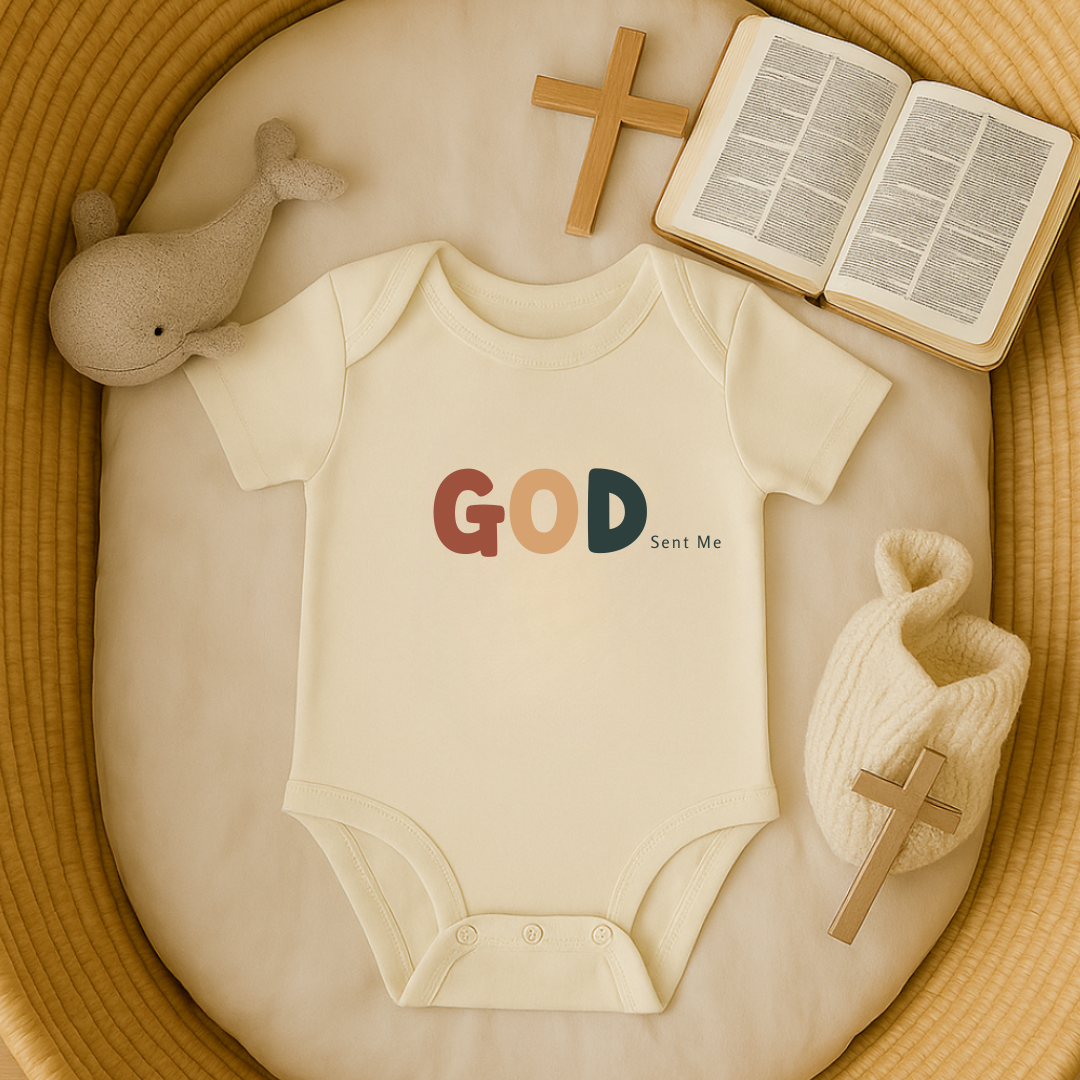 God Sent Me Earth Tones Baby Onesie