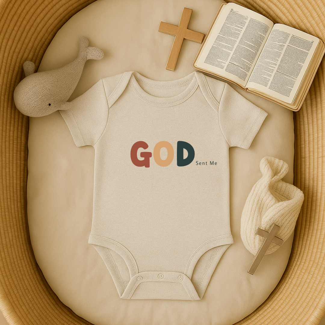 God Sent Me Earth Tones Baby Onesie