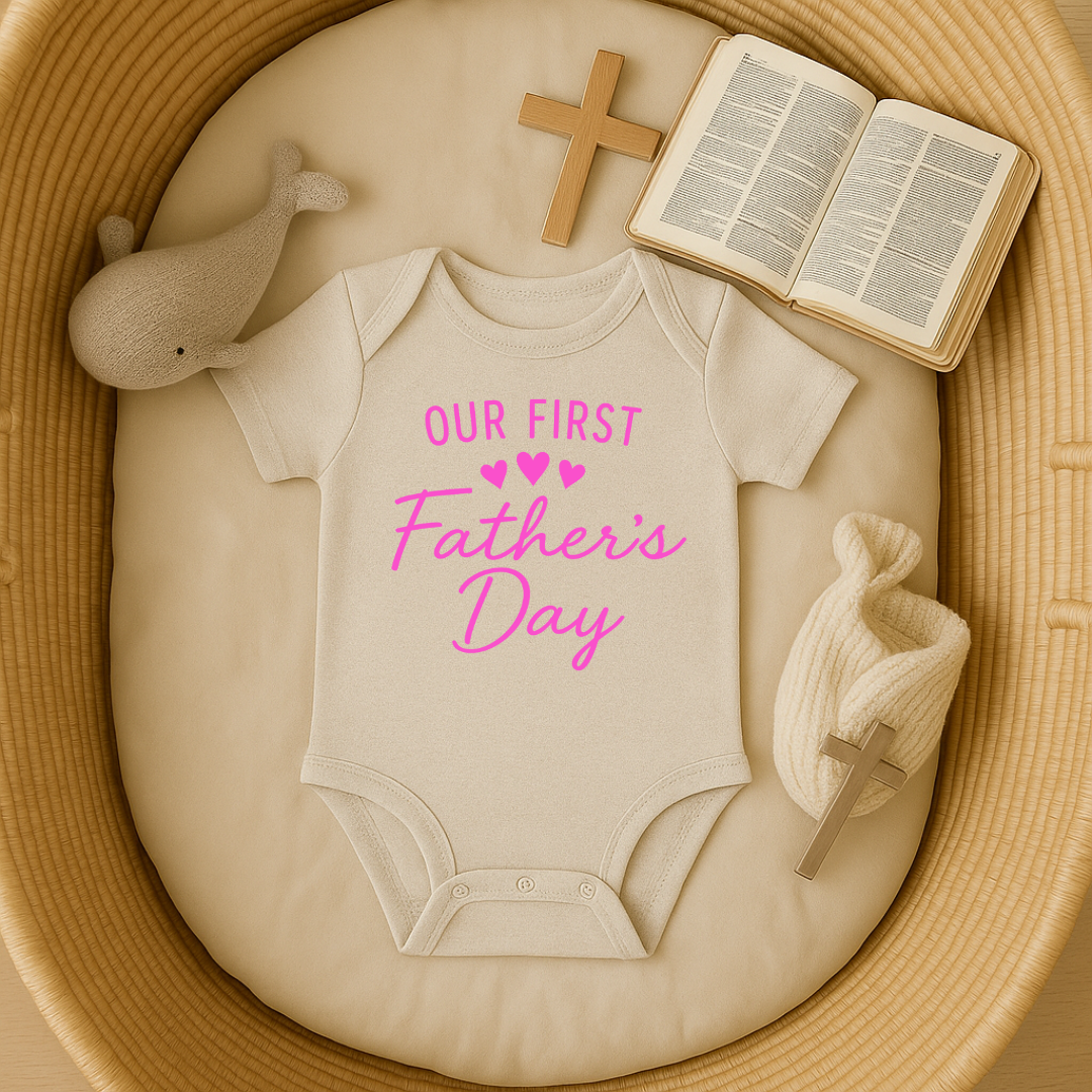 Our First Fathers Day (Pink) Onesie