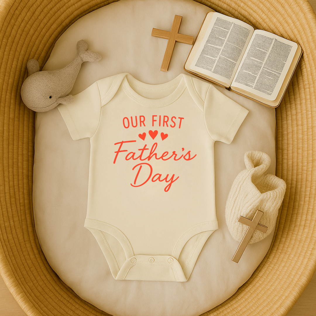 Our First Fathers Day (Coral) Onesie