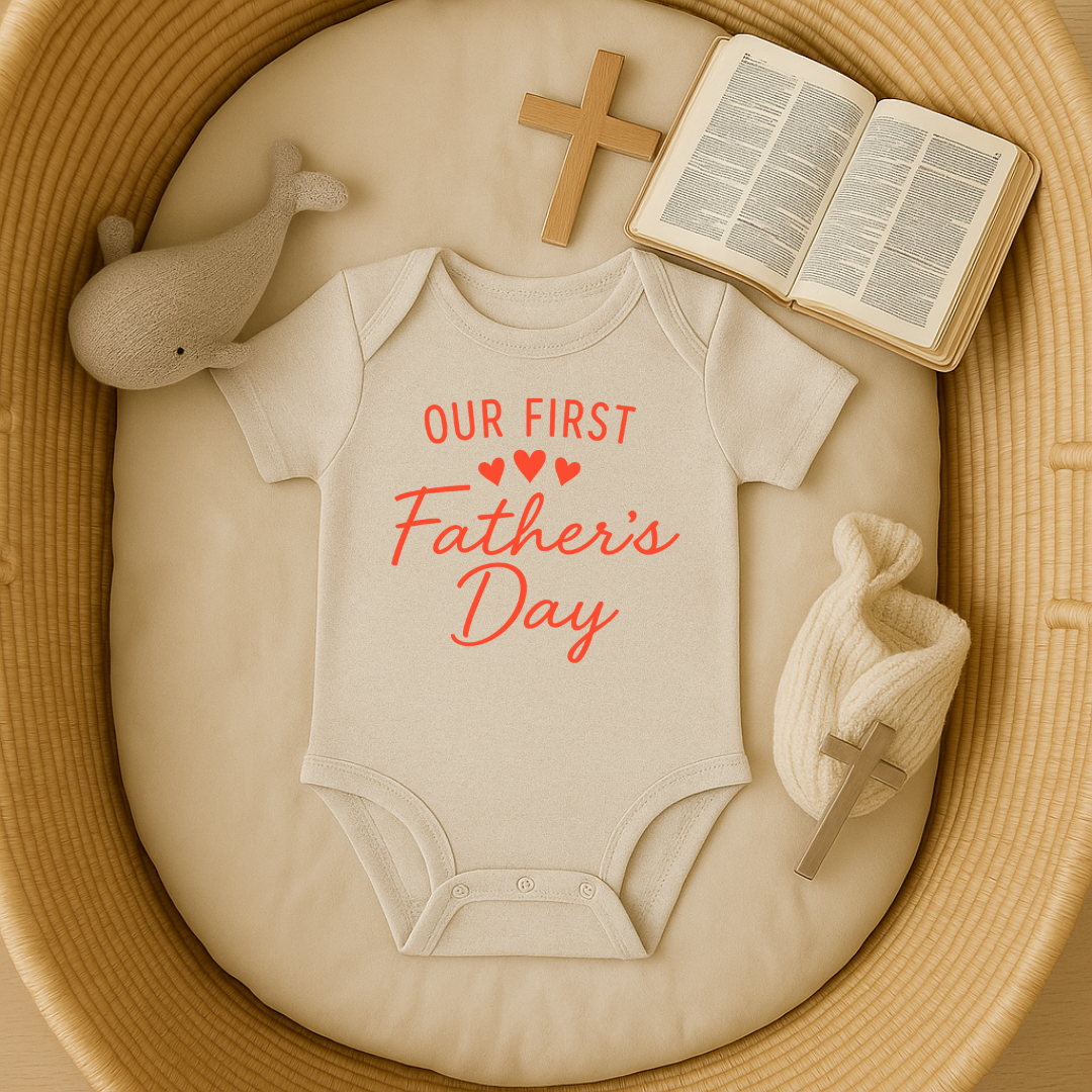 Our First Fathers Day (Coral) Onesie