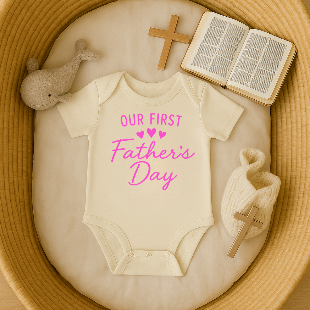 Our First Fathers Day (Pink) Onesie