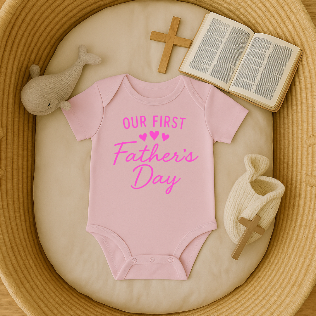 Our First Fathers Day (Pink) Onesie