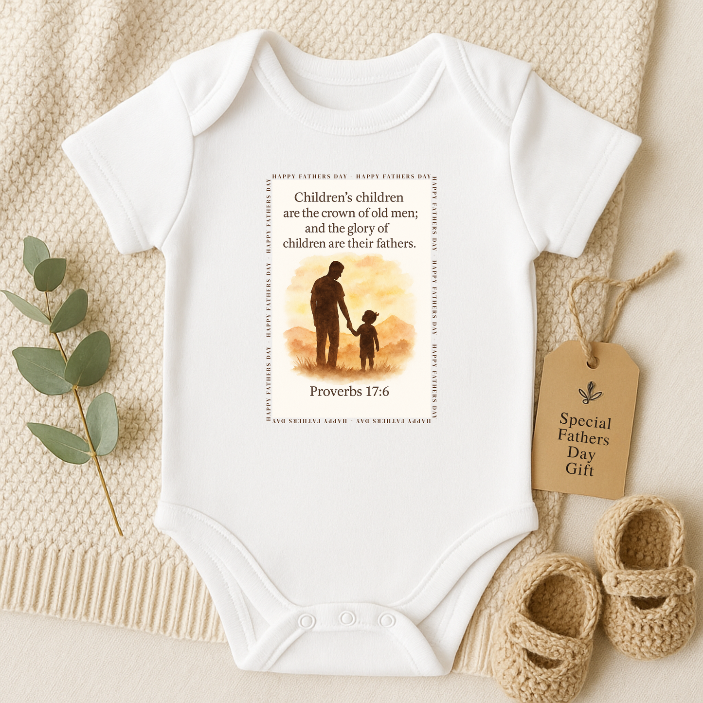 Fathers Day Proverbs 17:6 Onesie