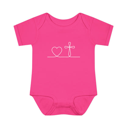 Christian Cross Heart Baby Onesie