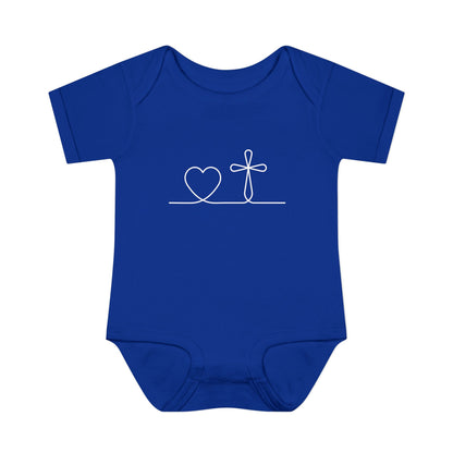Christian Cross Heart Baby Onesie