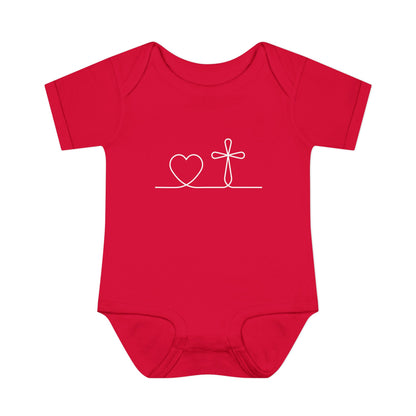 Christian Cross Heart Baby Onesie