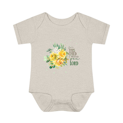 For this child I prayed and the Lord has granted the desires of my heart 1 Samuel 1:27 Baby Onesie