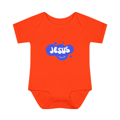 Jesus Loves Me Purple Blue Bubble Baby Onesie