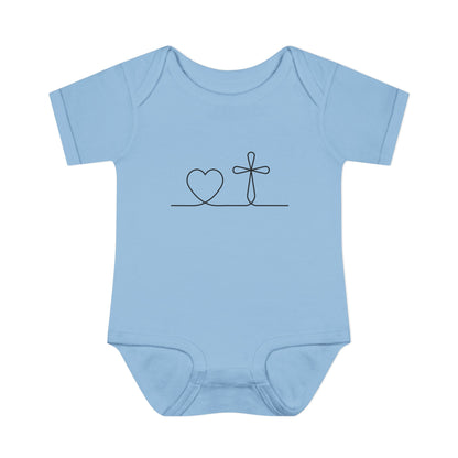 Christian Cross Heart Baby Onesie