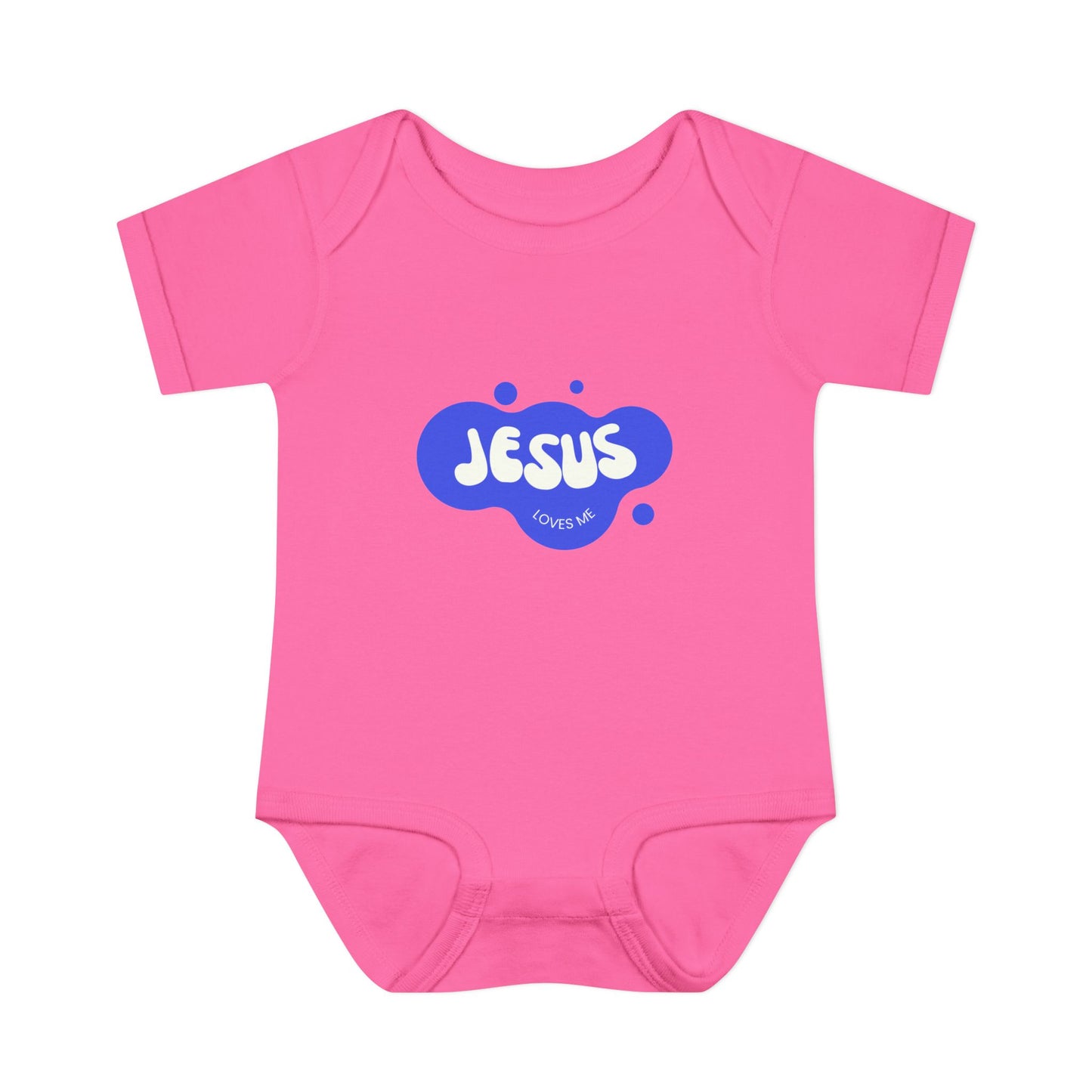 Jesus Loves Me Purple Blue Bubble Baby Onesie