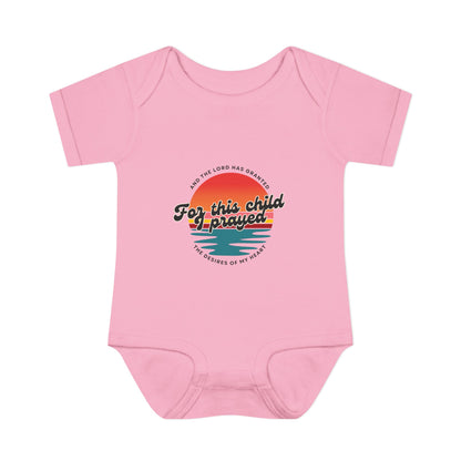 For this Baby I prayed and The Lord Has Granted the Desires of My Heart Retro SunsetBaby Onesie