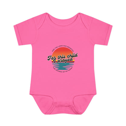 For this Baby I prayed and The Lord Has Granted the Desires of My Heart Retro SunsetBaby Onesie