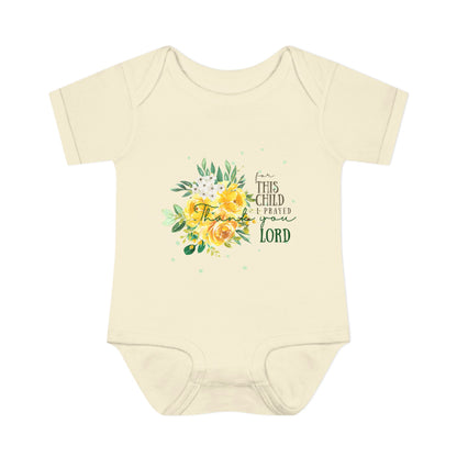 For this child I prayed and the Lord has granted the desires of my heart 1 Samuel 1:27 Baby Onesie