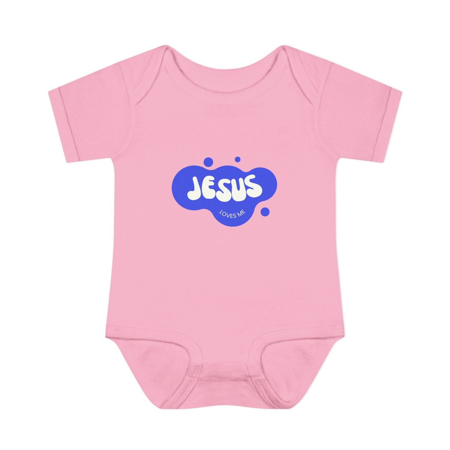 Jesus Loves Me Purple Blue Bubble Baby Onesie
