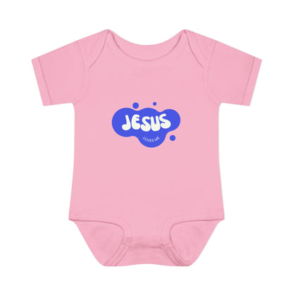 Jesus Loves Me Purple Blue Bubble Baby Onesie