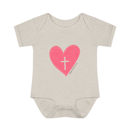 Made with Love Christian Cross Heart Heart Baby Onesie