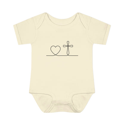 Christian Cross Heart Baby Onesie