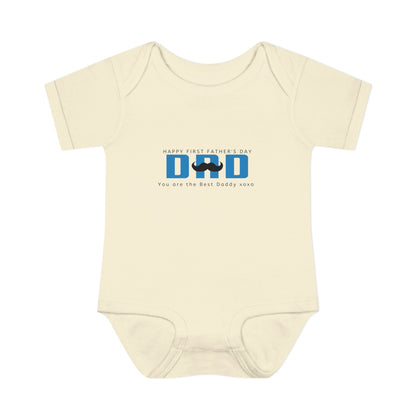 Happy Fathers Day Dad (Blue) Moustache Onesie