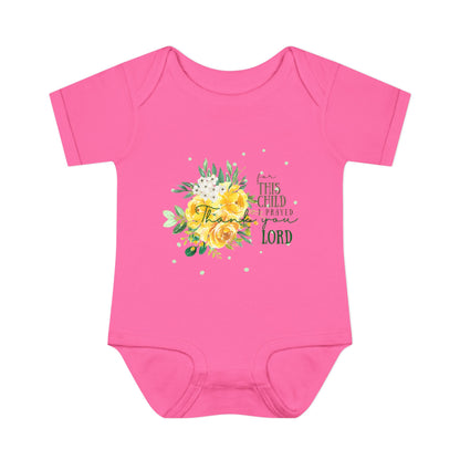 For this child I prayed and the Lord has granted the desires of my heart 1 Samuel 1:27 Baby Onesie