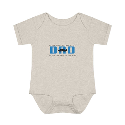 Happy Fathers Day Dad (Blue) Moustache Onesie
