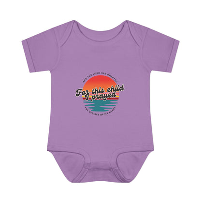 For this Baby I prayed and The Lord Has Granted the Desires of My Heart Retro SunsetBaby Onesie