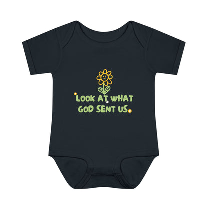 Look at What God Sent Us Cute Flowers Baby Onesie