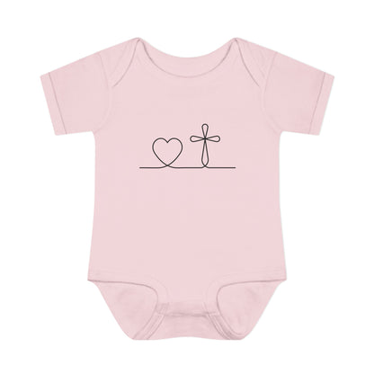 Christian Cross Heart Baby Onesie