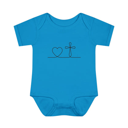 Christian Cross Heart Baby Onesie