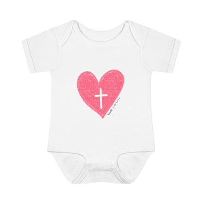 Made with Love Christian Cross Heart Heart Baby Onesie