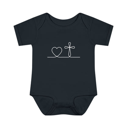 Christian Cross Heart Baby Onesie