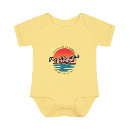 For this Baby I prayed and The Lord Has Granted the Desires of My Heart Retro SunsetBaby Onesie