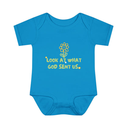 Look at What God Sent Us Cute Flowers Baby Onesie