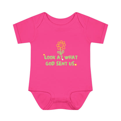Look at What God Sent Us Cute Flowers Baby Onesie