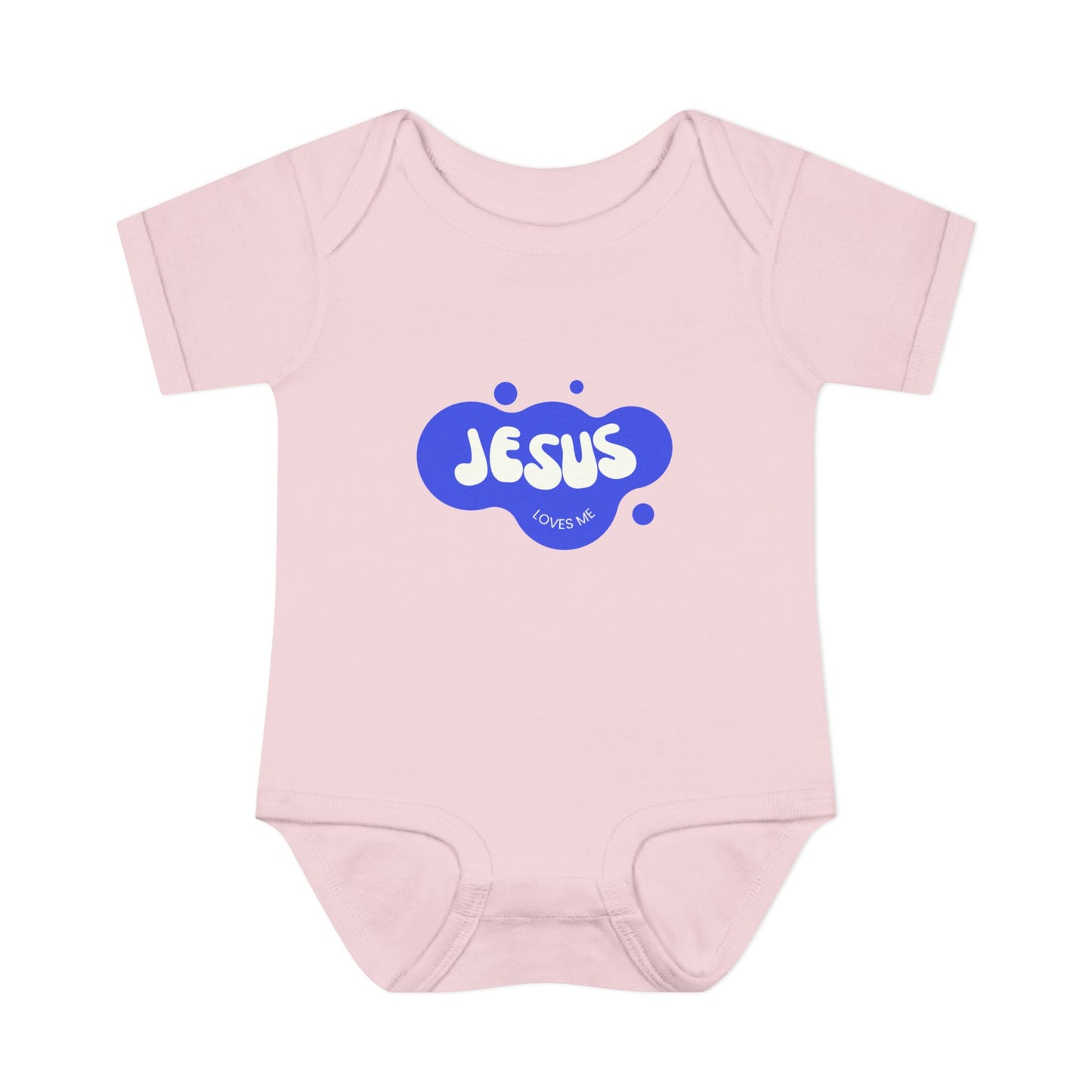 Jesus Loves Me Purple Blue Bubble Baby Onesie