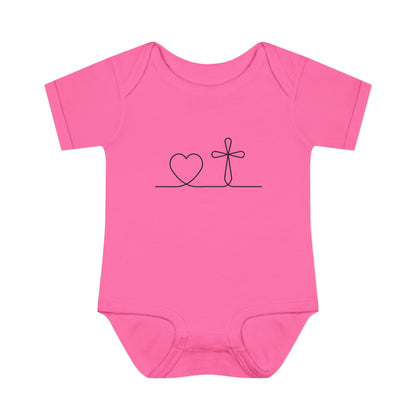 Christian Cross Heart Baby Onesie
