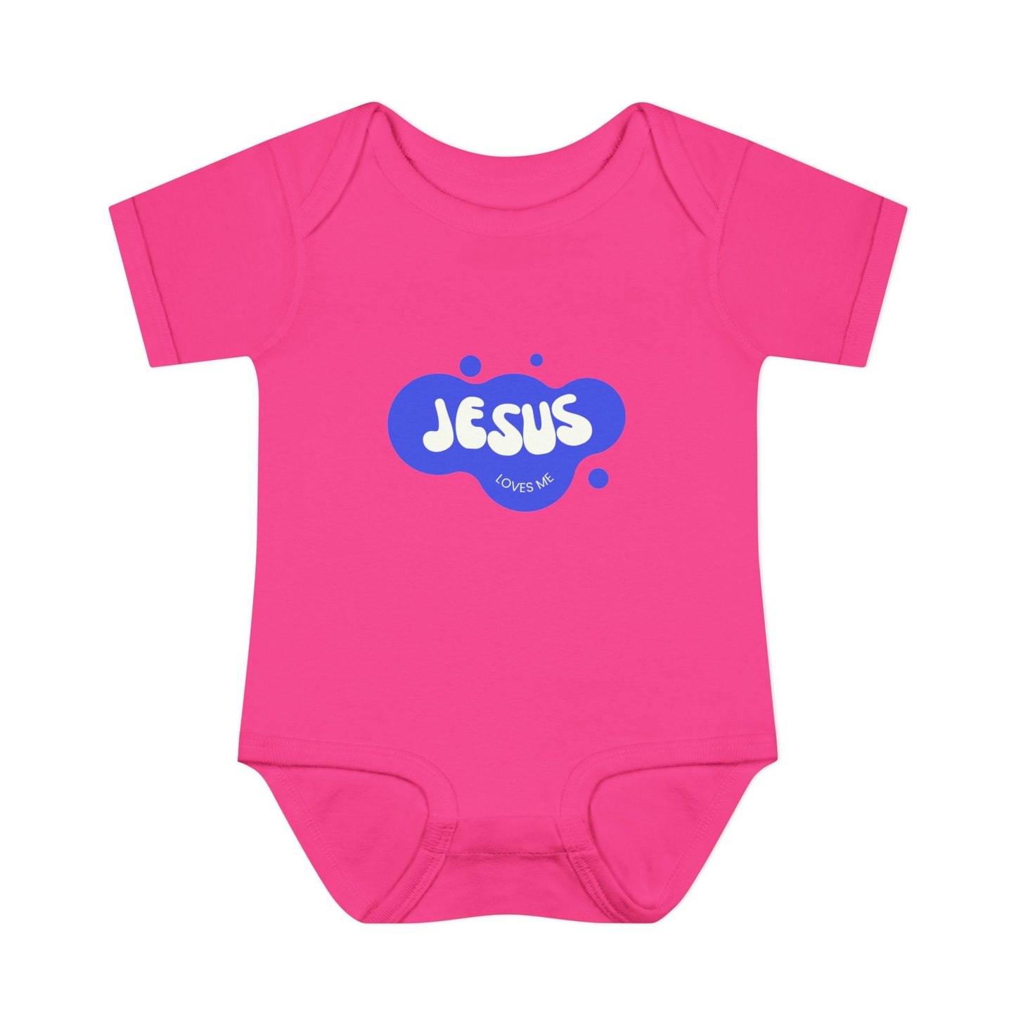 Jesus Loves Me Purple Blue Bubble Baby Onesie